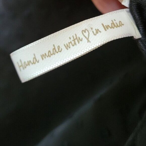 Japna Dress Black Embroidered Floral lined Med. chiffon Whimsigoth BOHO festival - Picture 13 of 15